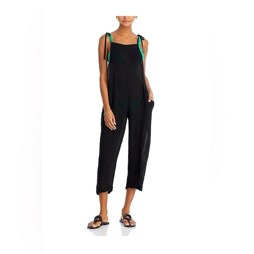 Aqua Swim Overalls Romper Swim Coverup, Small, Black, $88 MSRP, NWT